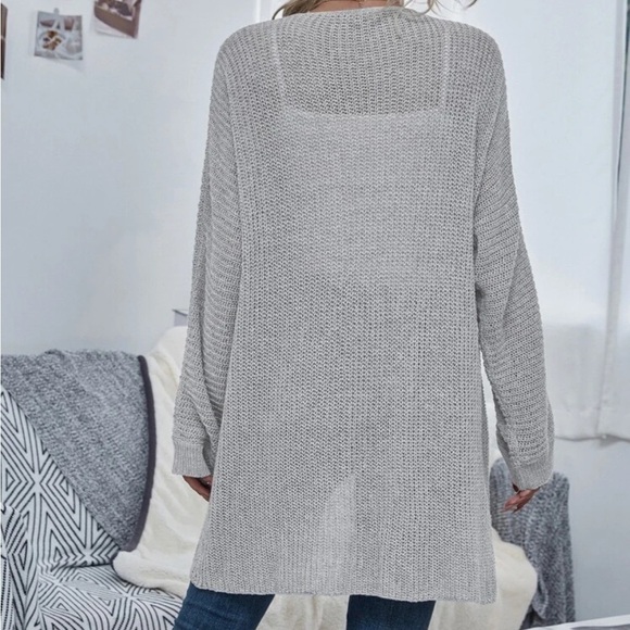 SHEIN Gray Oversized Open Knit Long Cardigan Sweater Women’s Size Small - Picture 2 of 8